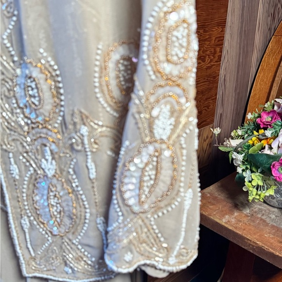 Midnight Velvet Cream Embellished Maxi Dress Wedding Guest Mother of Bride (L) - Picture 4 of 7